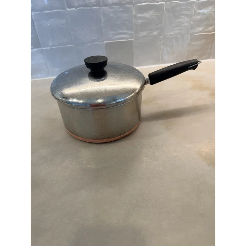 Revere Ware 1801 2 Qt Quart Copper Bottom Pre 1968 VTG Sauce Pan w/ Lid Vintage